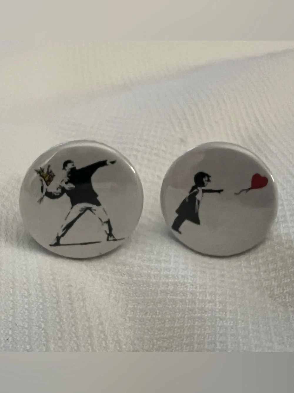 Banksy Icon Rage Flower Thrower and Girl with balloon cuff links